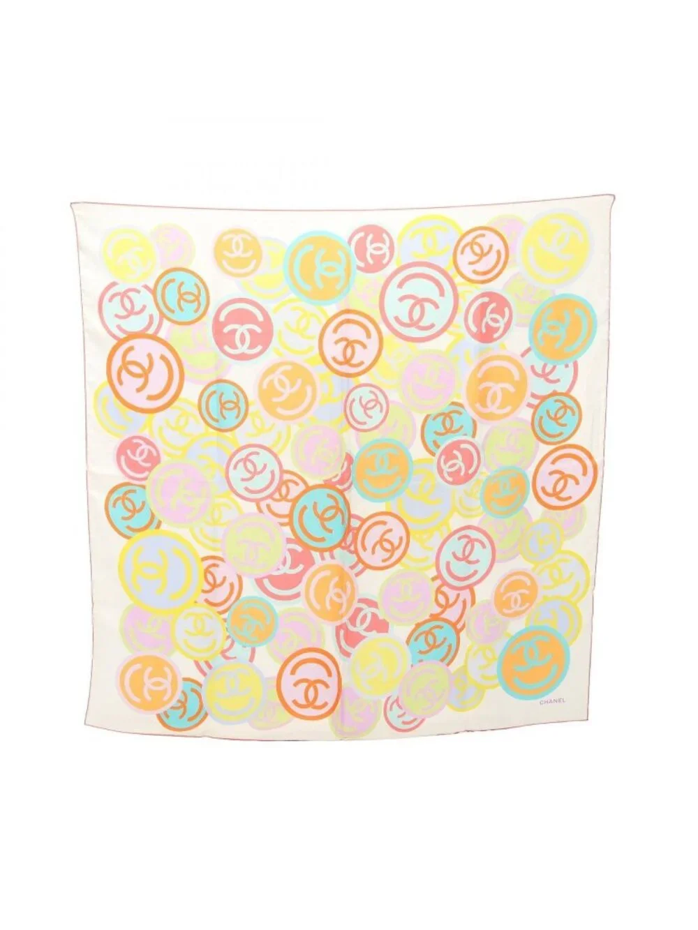 Chanel Scarf CC Logo All Pattern Pink Silk